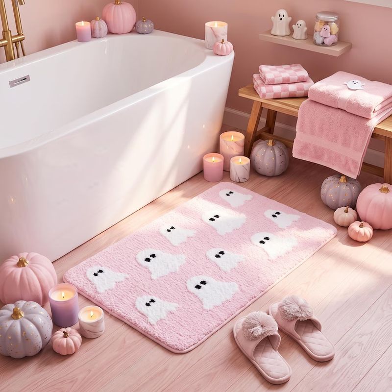 Aquarium Zombie - VIKAMA Cute Pink Ghost Bath Mat