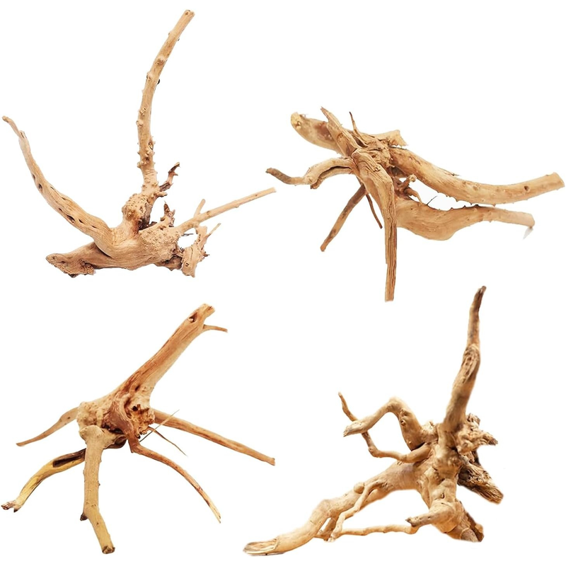 Aquarium Plant Root Tabs - 4PCS Natural Wooden Fish Tank Decorations